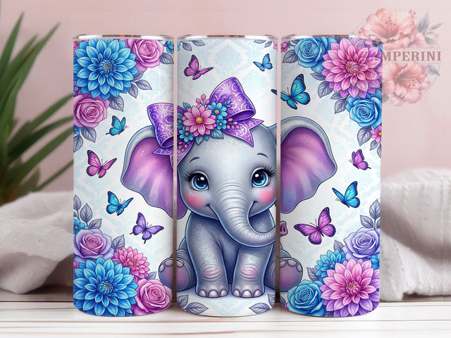 Baby Elephant Floral 20oz Tumbler, Baby Elephant, Elephant Floral, Floral Tumbler, 20oz Tumbler, Elephant Tumbler, Cute Elephant, Tumbler Wrap Sublimation Li Zamperini 