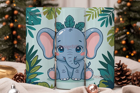 Baby Elephant Jungle 20oz Tumbler Wrap Sublimation DesignSVG 