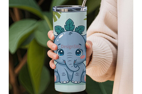 Baby Elephant Jungle 20oz Tumbler Wrap Sublimation DesignSVG 