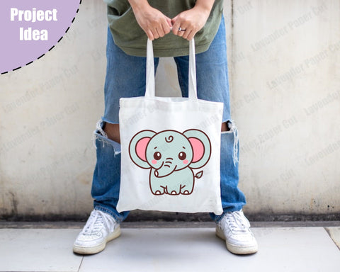 Baby Elephant, Kawaii Elephant, PNG, JPG, Clipart, Nursery Decor, Baby Safari Animals, Layered svg, Circuit or Silhouette SVG Lavender Paper Cut 