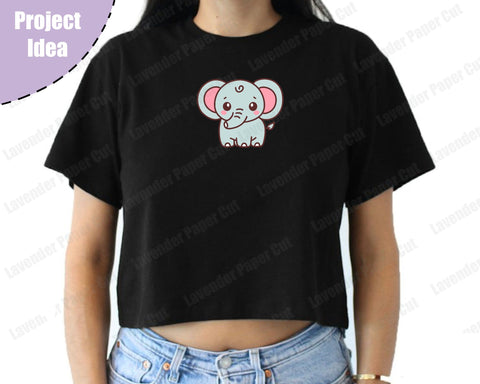 Baby Elephant, Kawaii Elephant, PNG, JPG, Clipart, Nursery Decor, Baby Safari Animals, Layered svg, Circuit or Silhouette SVG Lavender Paper Cut 