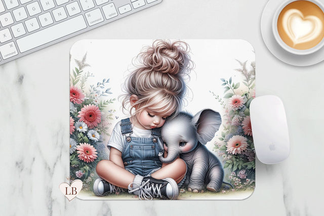 Baby Elephant Mouse Pad Sublimation Design PNG Sublimation BijouBay 