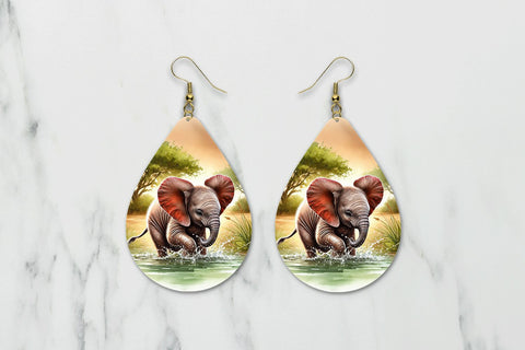 Baby Elephant teardrop earring sublimation design Sublimation BijouBay 