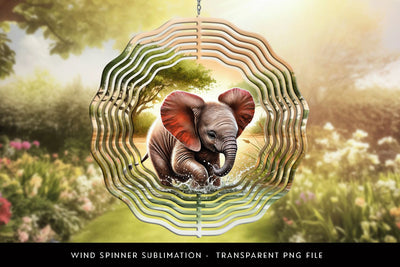 Baby Elephant Wind Spinner PNG Sublimation Design Sublimation BijouBay 