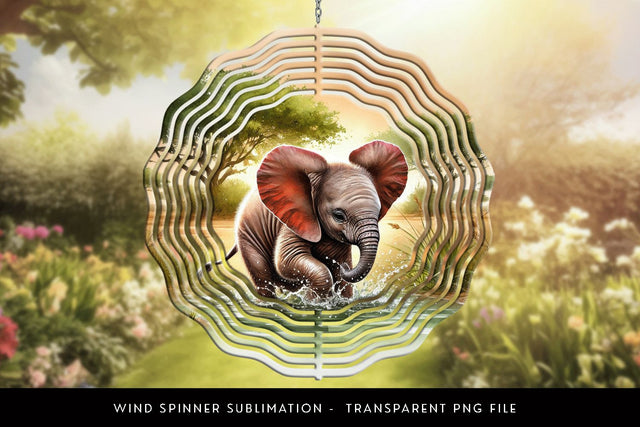 Baby Elephant Wind Spinner PNG Sublimation Design Sublimation BijouBay 