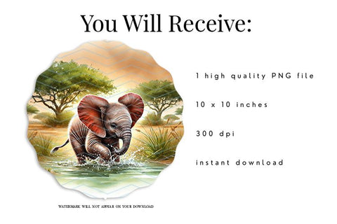 Baby Elephant Wind Spinner PNG Sublimation Design Sublimation BijouBay 