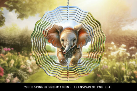 Baby Elephant wind spinner sublimation design Sublimation BijouBay 