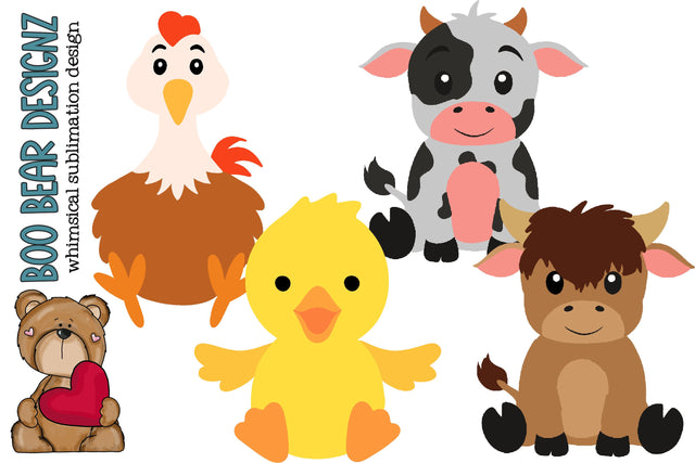 Baby Farm Animals Sublimation Boo Bear Designz 