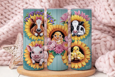 Baby Farm Animals Tumbler Wrap Sublimation DesignSVG 