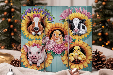 Baby Farm Animals Tumbler Wrap Sublimation DesignSVG 