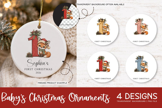Baby First Christmas Ornament | Christmas Ornament PNG Sublimation Petunia Digital Design 