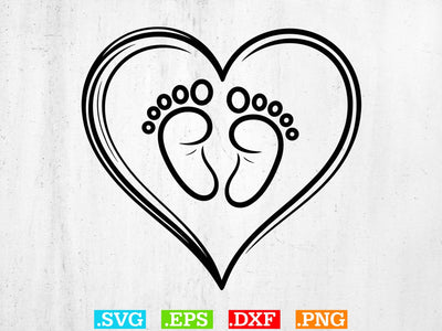 Baby Foot Svg, Baby Feet with Hearts svg SVG Creativeart88 