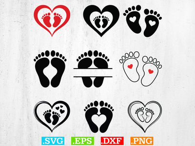 Baby Foot Svg Bundle, Baby Feet with Hearts svg SVG Creativeart88 