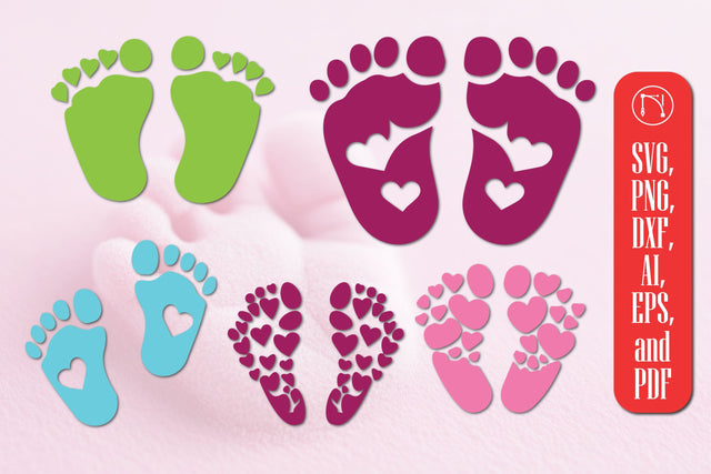Baby Footprint with Hearts SVG Bundle SVG MD JOYNAL ABDIN 