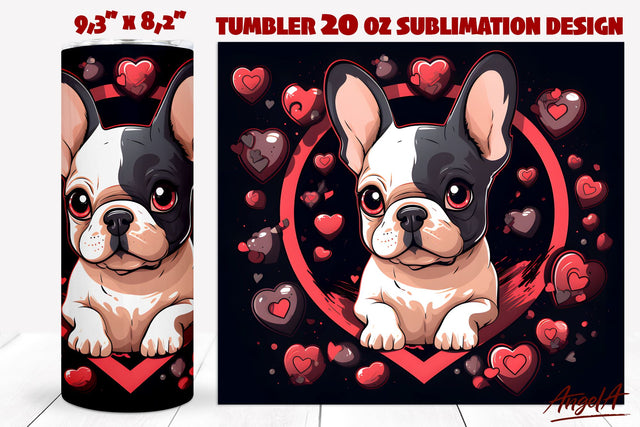 Baby french bulldog png / Dog tumbler sublimation, hearts Sublimation Angelina Semenova 