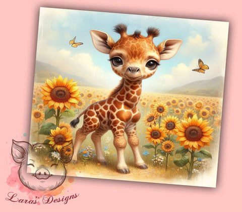 Baby Giraffe 20oz Tumbler Png, Straight & Tapered Tumbler Png, Giraffe Design Sublimation Tumbler Png, Digital Download PNG Sublimation Lara' s Designs 