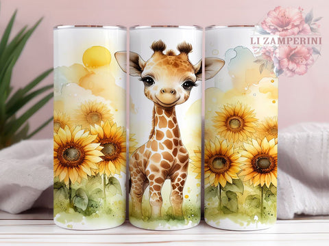 Baby Giraffe 20oz Tumbler Wrap PNG, Cute Giraffe Tumbler PNG Sublimation, Straight & Tapered Tumbler Wrap, Instant Digital Download Sublimation Li Zamperini 