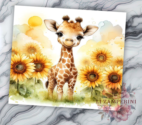 Baby Giraffe 20oz Tumbler Wrap PNG, Cute Giraffe Tumbler PNG Sublimation, Straight & Tapered Tumbler Wrap, Instant Digital Download Sublimation Li Zamperini 