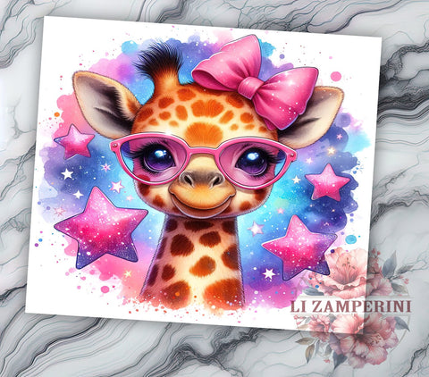 Baby Giraffe 20oz Tumbler Wrap PNG, Giraffe Tumbler PNG Sublimation Design, Straight & Tapered Tumbler Wrap, Instant Digital Download Sublimation Li Zamperini 