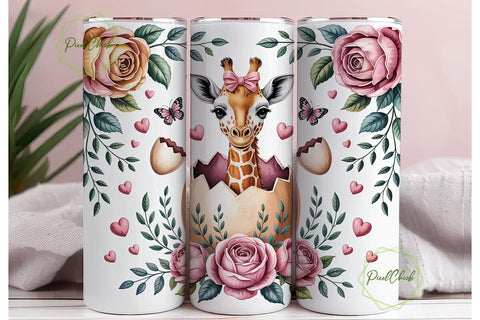 Baby Giraffe Easter Tumbler Wrap Sublimation PixelChick 
