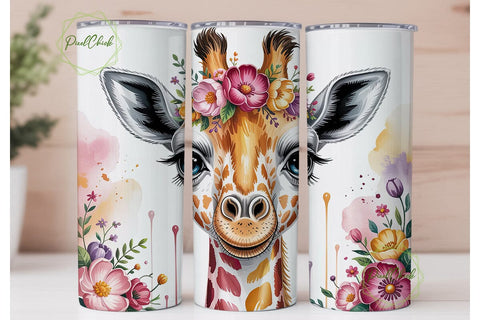 Baby Giraffe Floral Wreath 20oz Design Sublimation PixelChick 