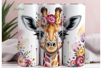 Baby Giraffe Floral Wreath 20oz Design Sublimation PixelChick 