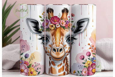 Baby Giraffe Floral Wreath 20oz Design Sublimation PixelChick 