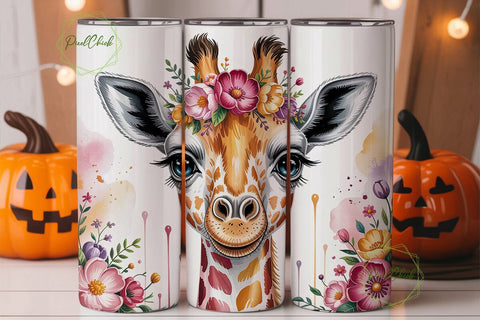 Baby Giraffe Floral Wreath 20oz Design Sublimation PixelChick 