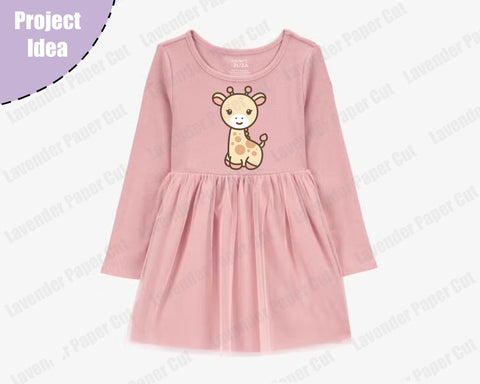 Baby Giraffe SVG File, Cute Animal Cut File for Cricut and Silhouette, Jungle Safari Theme, Kids Crafts, DIY Baby Shower Decorations SVG Lavender Paper Cut 