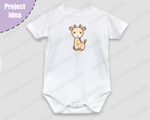 Baby Giraffe SVG File, Cute Animal Cut File for Cricut and Silhouette, Jungle Safari Theme, Kids Crafts, DIY Baby Shower Decorations SVG Lavender Paper Cut 