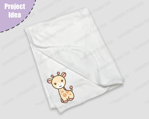 Baby Giraffe SVG File, Cute Animal Cut File for Cricut and Silhouette, Jungle Safari Theme, Kids Crafts, DIY Baby Shower Decorations SVG Lavender Paper Cut 