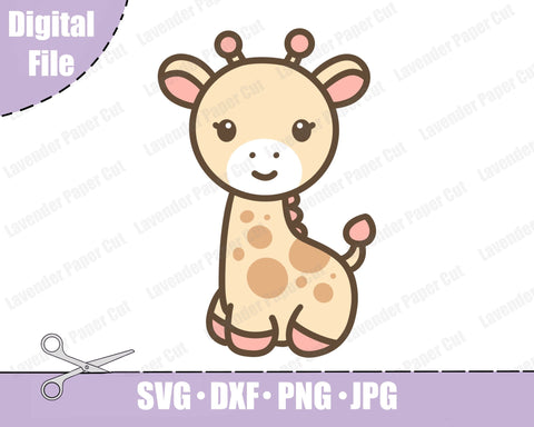Baby Giraffe SVG File, Cute Animal Cut File for Cricut and Silhouette, Jungle Safari Theme, Kids Crafts, DIY Baby Shower Decorations SVG Lavender Paper Cut 