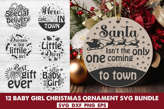 Baby Girl Christmas Ornament Svg Bundle SVG Rupkotha 