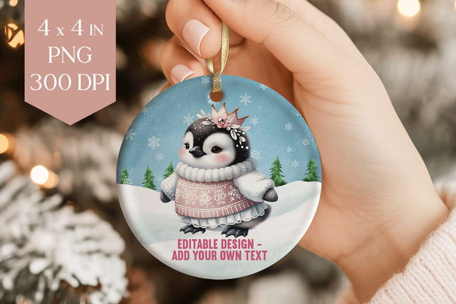 Baby Girl Christmas Penguin Ornament PNG Sublimation BijouBay 
