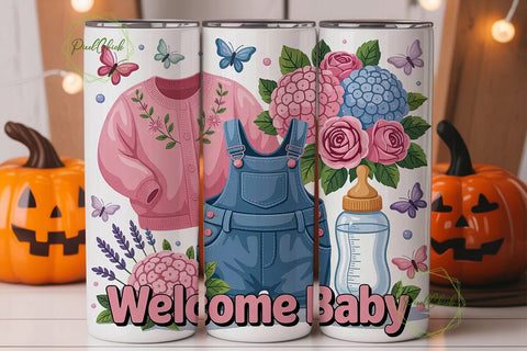 Baby Girl Floral Tumbler Wrap PNG Sublimation PixelChick 
