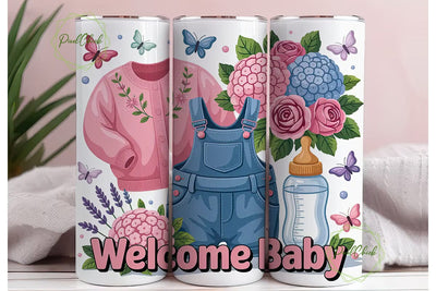 Baby Girl Floral Tumbler Wrap PNG Sublimation PixelChick 