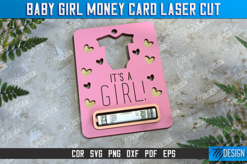 Baby Girl Money Card Bundle | Greeting Cards | Money Holder | CNC File SVG Fly Design 