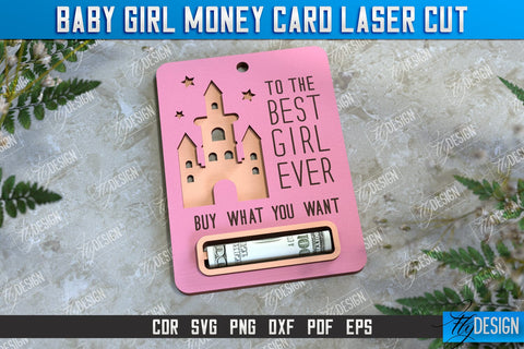 Baby Girl Money Card Bundle | Greeting Cards | Money Holder | CNC File SVG Fly Design 