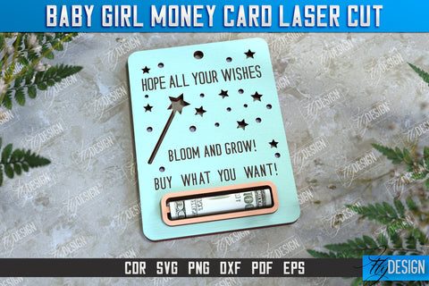 Baby Girl Money Card Bundle | Greeting Cards | Money Holder | CNC File SVG Fly Design 