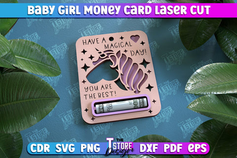 Baby Girl Money Card Bundle | Greeting Cards | Money Holder | CNC File SVG The T Store Design 