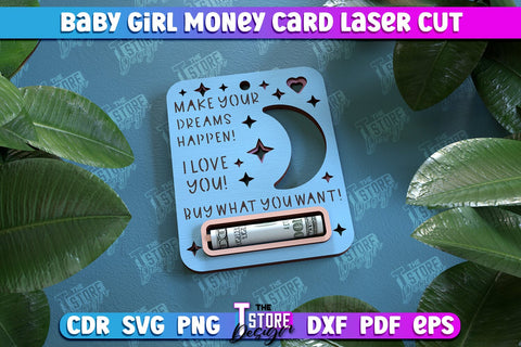 Baby Girl Money Card Bundle | Greeting Cards | Money Holder | CNC File SVG The T Store Design 