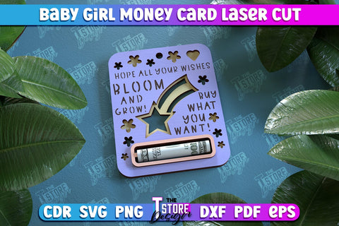 Baby Girl Money Card Bundle | Greeting Cards | Money Holder | CNC File SVG The T Store Design 