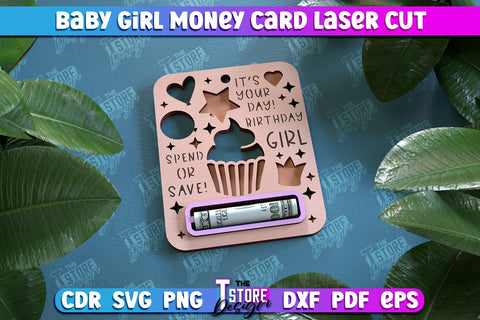 Baby Girl Money Card Bundle | Greeting Cards | Money Holder | CNC File SVG The T Store Design 
