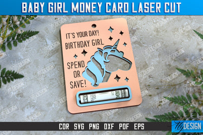 Baby Girl Money Card | Greeting Cards | Money Holder | CNC File SVG Fly Design 