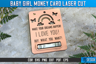 Baby Girl Money Card | Greeting Cards | Money Holder | CNC File SVG Fly Design 