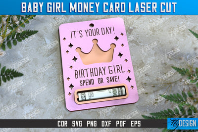 Baby Girl Money Card | Greeting Cards | Money Holder | CNC File SVG Fly Design 