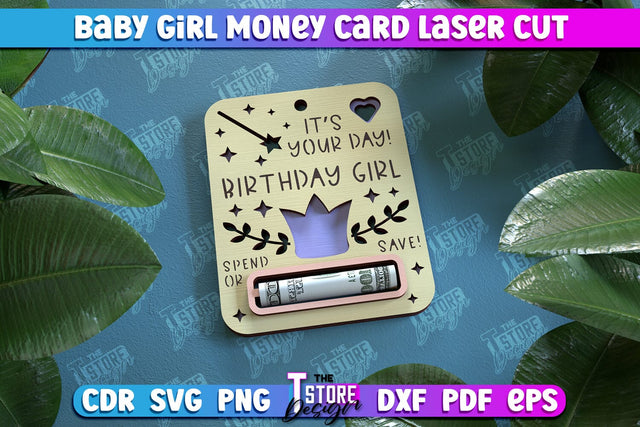 Baby Girl Money Card | Greeting Cards | Money Holder | CNC File SVG The T Store Design 