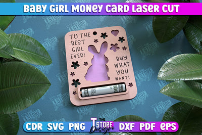 Baby Girl Money Card | Greeting Cards | Money Holder | CNC File SVG The T Store Design 