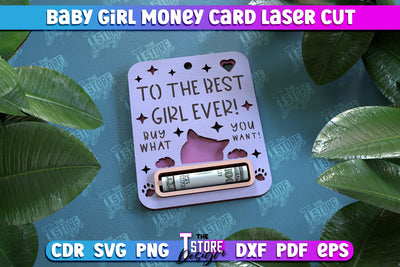 Baby Girl Money Card | Greeting Cards | Money Holder | CNC File SVG The T Store Design 