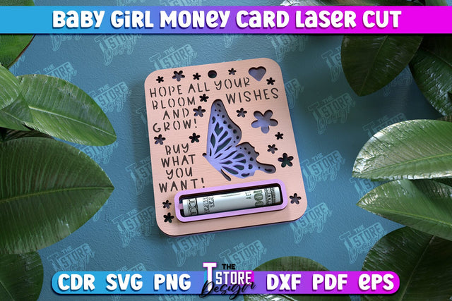 Baby Girl Money Card | Greeting Cards | Money Holder | CNC File SVG The T Store Design 